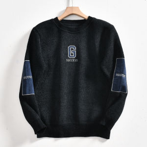 Mens Fleece Lined Thickened Knitted round Neck Sweater Soft Chenille ODM Company Single Fashionable Autumn Winter Wear