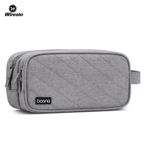 Wiresto กระเป๋าที่เก็บดิจิตอลจัดระเบียบท่องเที่ยวแบบอเนกประสงค์ความจุสองชั้นขนาดใหญ่กระเป๋าแกดเจ็ตอิเล็กทรอนิกส์กระเป๋าที่เก็บสายไฟยูเอสบีกระเป๋าที่เก็บสายขนาดใหญ่อุปกรณ์เสริม U ดิสก์ฮาร์ดไดรฟ์ถุงเก็บของอุปกรณ์เสริม