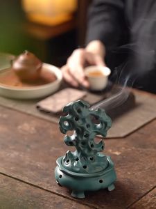 Lư hương xông trầm Đốt trầm bằng gốm họa tiết Thạch Thái Hồ