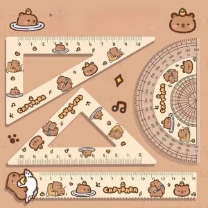 4 Cái/bộ Sáng Tạo Acrylic Capybara Bộ Thước Dễ Thương Hoạt Hình Mềm Dụng Cụ Đo Lường Đồ Dùng Văn Phòng Bộ Vuông Vẽ Bộ