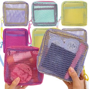 Portable Transparent Mesh Zipper Pouch / Large Capacity Wash Organizer Bag / Multipurpose Storage Case for Cosmetics Stationery
