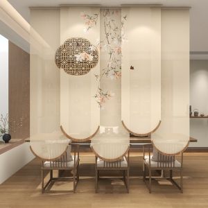 New Chinese Style Solid Wood Shape Roller Shutter Hanging Curtain Tea Room Screen Hallway Soft Partition Hotel Living Room Adjustable Electric Curtain