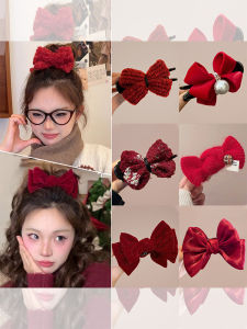 Red Butterfly Knot Hair Clip New Years Hair Accessories Korean Style  out Fashionable Hairpins for Bun Hairstyling