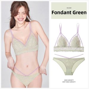 Miss Curiosity | French Style Lace Thin No-Wire Small Chest Bra Set