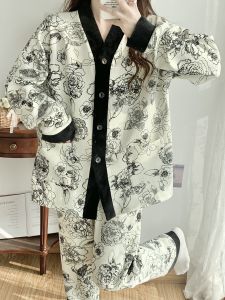 ชุดนอนหลับสำหรับตั้งครรภ์ไซส์ใหญ่ 300 ปอนด์ ชุดเสื้อคาร์ดิแกนเปิดสำหรับการให้นม ชุดนอนหลับในช่วงหลังคลอดสำหรับฤดูใบไม้ผลิและฤดูใบไม้ร่วง