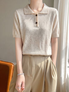 YUEXINYIRONG | Hollow Polo Collar Knitted Short Sleeve Summer Thin Slimming Shirt