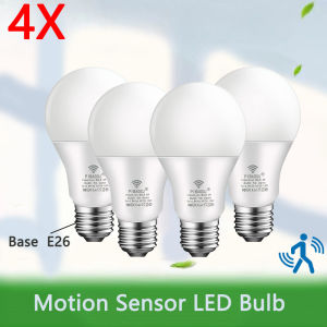 4PCS PIR Light Bulbs With Motion Sensor Led Bulb110V E26 6/9/12/15/18/20W Auto ON/OFF Intelligent Staircase Corridor Garage Bulb