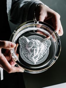Luxury Large Size Crystal Glass Ashtray European Style Creative Personalized Home Living Room Office Ash Tray Vintage Nostalgia