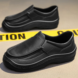 Pure Black Anti-Slip Kitchen Shoes Mens Slip-On Waterproof Oil-Resistant Large Size Labor Protection Shoes for Autumn