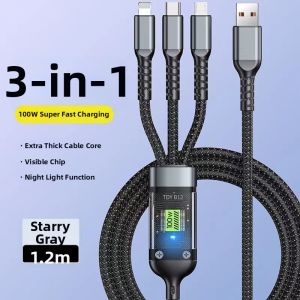 100W Super Fast Charging 3-in-1 Data Cable