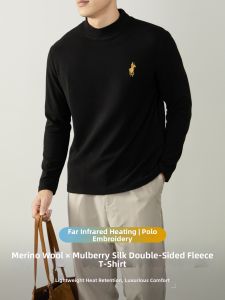 PERDONTOO | Warm Wool Silk Velvet T-shirt Half-high Collar Long Sleeve
