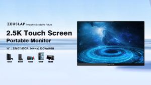 ZEUSLAP 16" 2.5K 144Hz Touch Portable Monitor 2560*1600 16:10 100%sRGB 500Cd/m² Travel Gaming Display for Laptop Switch ps4 ps5 Xbox
