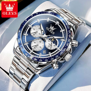 OLEVS Watch For Men Waterproof Original Quartz Stainless Steel Calendar Chronograph Luminous Wrist Quartz
