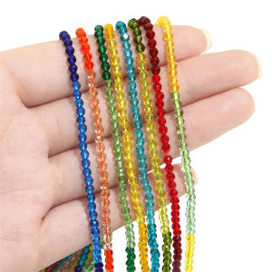 2/3mm High Quality Faceted Glass Beads Mixed Colors Loose Spacer Beads for Bracelet Necklace DIY Jewelry Craft Making Accessories 37cm