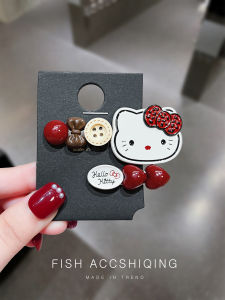 Red Heart Shaped Hellokitty Cat Duckbill Hair Clips Adorable Cartoon Sweet Side Hair Accessories for Women And Girls