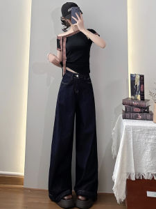 High Waist Wide Leg Jeans Womens New 2025 Loose Drapey Straight Floor-Length Pants Casual Wear Summer Blue Denim Fabric