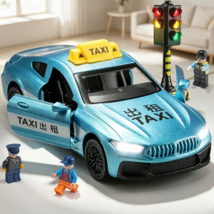 Realistic Taxi Model Opening Doors Toy Car