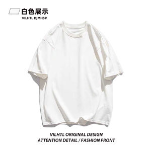 Áo Thun Cotton Tay Ngắn Dáng Rộng Mùa Hè Cho Nam Áo Thun Cotton Nguyên Chất Màu Đen Thời Trang Thương Hiệu VILHTL Thường Ngày