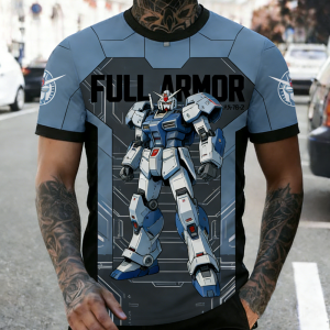 Bandai | 2026 Gundam RX-78-2 T-shirt Mens Shirts Japanese Animation Double-Sided Pattern Printed Couples Loose Casual Top T-shirt