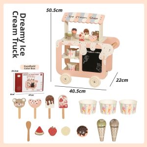 YOULEBI | Multifunctional Dream Pink Ice Cream Shop Cart Pretend Play Toys