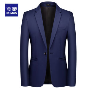 ROMON | Romon Mens Spring 2023 Fashion Casual Single-Breasted Suit Jacket Pure Color Stylish Business Leisure Outerwear For Younger Men