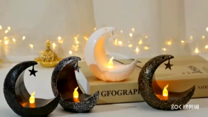 Ramadan Star Moon Candlestick LED Lantern Light Eid Mubarak Decor Ornament For Home Eid Ramadan