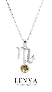 LENYA จี้ Zodiac พลอยซิทริน ราศีพิจิก ช่วยเรียกทรัพย์ สดใส พลังบวก ตัวเรือนเงินแท้925 ชุบทองคำขาว