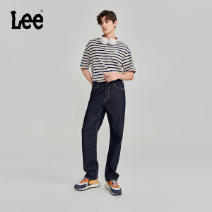 Lee753 Mens Comfortable Straight Leg Jeans Casual Slimming Trendy Water Wash Denim Pants Long Trousers Cotton 100%