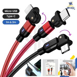 [KN ACC] NANVAN NVN-KD61 KABEL DATA CHARGER MICRO USB / TYPE TIPE C ROTATE L GAMING FAST CHARGING PREMIUM QUALITY