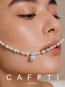 CAFFTI | Luxury Stackable Crystal Zircon Pendant Pearl Necklace