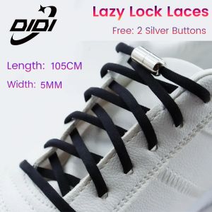 Free 2 Silver Buckles: DIDI 105CM Lock Shoelaces No Tie Shoelaces Metal Capsule Laces Lazy Shoelace Accessories
