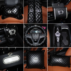 Diamond Embedded Car Interior Hand Brake Shift Knob Safety Belt Shoulder Protector Headrest Pillow Cover Queen Tribe Brand