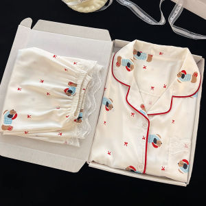 MiiOW | ชุดนอนลายการ์ตูน MiiOW ฤดูร้อน 2025 ชุดนอนผู้หญิงสุดน่ารัก ใส่สบาย ระบายอากาศได้ดี 3 ชิ้น ชุดนอนแขนสั้น เสื้อผ้าสำหรับใส่อยู่บ้าน