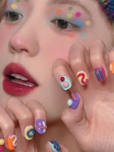 Dopamine Handmade Wearable Nail Art Cartoon Style Letter Hand-Painted 3D Removable Phototherapy Nail Stickers