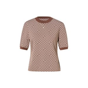 Koradior elsewhere | เสื้อสเวตเตอร์ถักสีส้มลายบอร์ดเก๋ไก๋สำหรับผู้หญิงในฤดูใบไม้ร่วง เสื้อสเวตเตอร์ถักคอตตอนแบบสวมหัว ทรงเข้ารูป แขนสั้น ปกติ