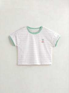 Marc&Janie | Cool Breathable Girls Cartoon Striped T-shirt