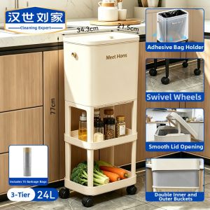 HANSHILIUJIA | Tall Standing Easy-Access Kitchen Trash Can