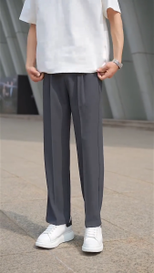 LJPNK 2025 Ice Silk Men’s Pants – Cropped Length Loose Fit Drape Style for Hot Weather