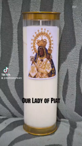 Our Lady of Piat 5 day 120 hours vigil candle. DEvotional candle for prayer No Smoke No Dripping Hindi nabasag malinis for church altar home alatar and chapels lamay and burol
