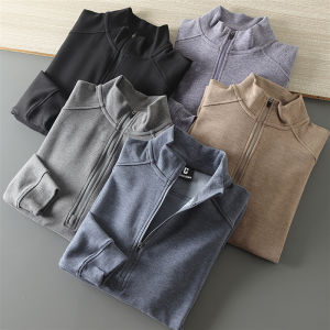 Áo Nỉ Cổ Đứng Lót Lụa Cừu Cát Nửa Khóa Thường Ngày Thoáng Khí Giữ Nhiệt Cho Nam Mùa Thu Đông Thể Thao Ngoài Trời