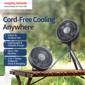 Morphy Richards Cordless & Portable Fan Indoor & Outdoor Stand Fan & Pedestal Tabletop18H Battery MR3701