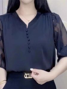 QIAOXIZI | Short Sleeve Fashionable Womens Summer Blouse