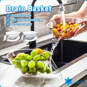 LoviRa Multifunctional Drain Basket Kitchen Vegetable Basin Creative Fruit Plate for Washing Vegetable Fruit Salad