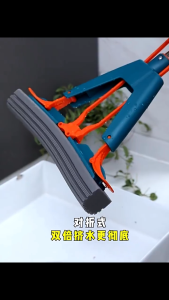 SG IN STOCK [ Enlarge 34cm} Sponge Mop Quick Dry Head wash Folding Water-Absorbent MopFree Sponge Squeeze Dry Rubber Mop PVA Sponge Handfree Magic Mop high absorbent Hand Free Wash