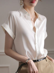 Big Sale Leak-Picking Silk Shirt Summer Womens Mulberry Silk French Style Fashionable Minimalist Elegant Fancy Chic Tops