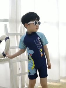 Baju Renang Anak Laki-Laki One Piece Gambar Shark & Dinosaur - Swimsuit For Kids High Quality Import