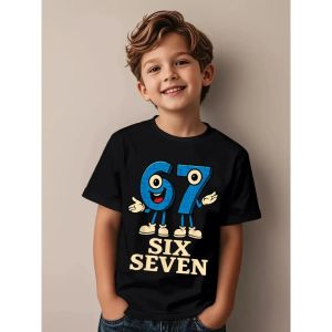 Bandai | 67 Six Seven Italian Brain Rot Math Joke Funny Childrens T-Shirt Short Sleeve round Neck Casual Top for Summer Comfort