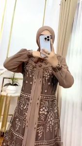 Aliyah Dress Ceruty Mix Brukat Gamis Wanita Terbaru 2024 Viral Dress Kondangan Wanita Elegan Mewah