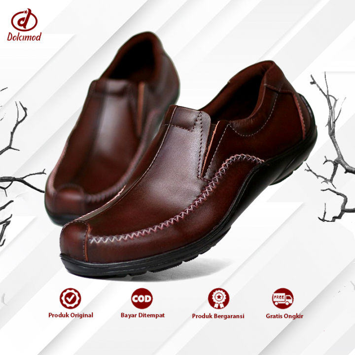 DOLCIMOD - Sepatu Pantofel Pria Kulit Sapi Formal Slip On Loafers Acara ResmI Formal Kerja Pantovel Pantopel Kondangan Nikahan Fashion Cowok Dewasa Keren Buat Gaya Bunut Pancus Yongki Komaladi Panarbody