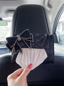 Car Tissue Box High-Grade Camellia Multi-Functional Tissue Bag Hanging Sun Visor Chair Back Armrest Box Car Interior Supplies